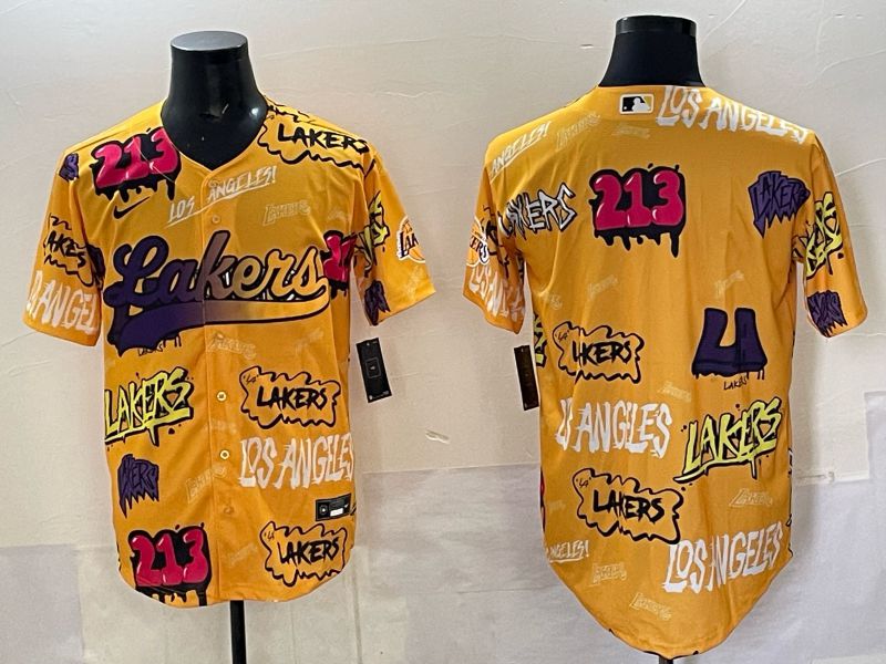 Men 2025 Los Angeles Lakers Blank Yellow NBA Nike jersey 01->->NBA Jersey